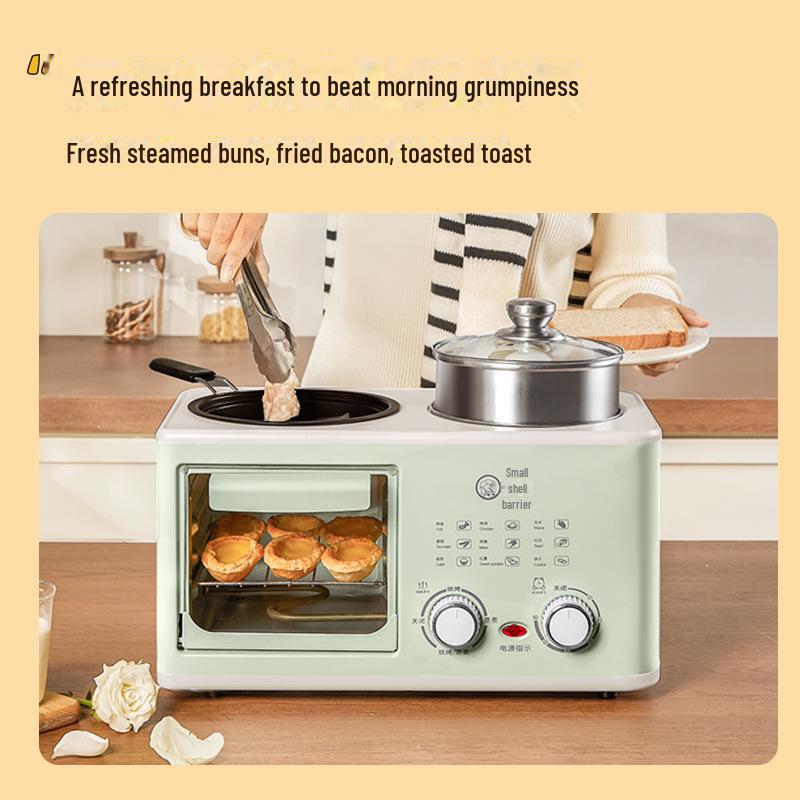 Машина для завтрака Xiaobeizhu 4-в-1: Пар, выпечка, жарка и варка — мини-многофункциональный тостер-духовка.