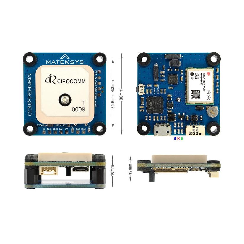 Mateksys M9N-G4-3100 GNSS GPS Module FPV Drone UAV AP_Periph DroneCAN CAN FD RM3100 Compass UART MSP ArduPilot INAV Compatible