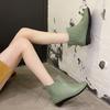 Резиновые сапоги женские нескользящие модные короткие сапоги женские 2024 модные уличные нескользящие сапоги с круглым носком и щиколоткой женская обувь