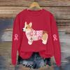 Breast  Sweatshirts For WomenRibbon Breast  Shirt Cute Dog Graphic  Long Sleeve Tops