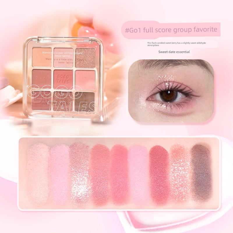 Gogo Dance Nine-Color Eyeshadow Palette Blush Highlight All-In-One Palette Pink Brown Earth Tone Matte Pearlescent Fine Shimmer