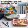 Rectangle Dinner Plate 3 Compartments Food Grade PP Dishwasher Safe Adults Kids Breakfast Snack Vegetable Meal Food Serving Dish Kitchen Supplies