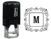 Printtoo Alphabet M Monogram Initial Square Swirl Border Self Inking Rubber Stamp Office