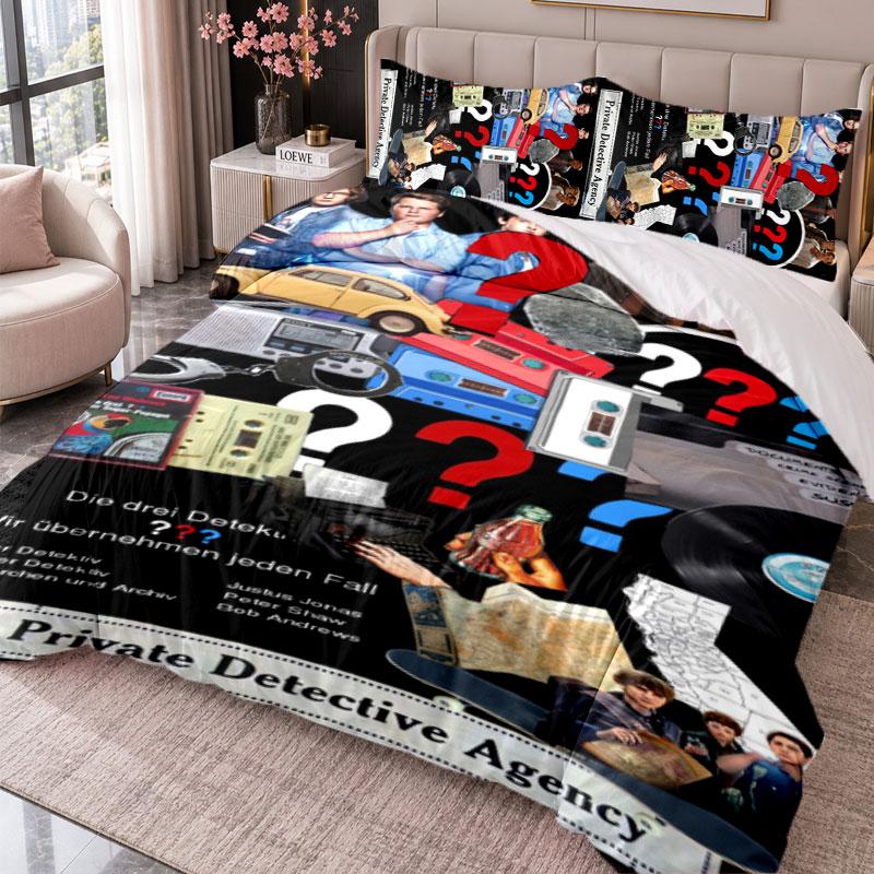 Die drei Fragezeichen 3Pcs Bedding Set Duvet Cover With Two Pillowcases For Bedroom Home Decoration