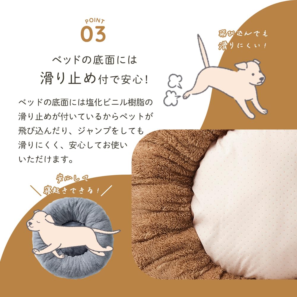 Aimedia Pet Bed for Cats and 50cm with and Pet Supplies Dogs, Blue-Gray, Washable, Diameter, Non-Slip Cushion, Fluffy, Warm, Cute, Stylish,