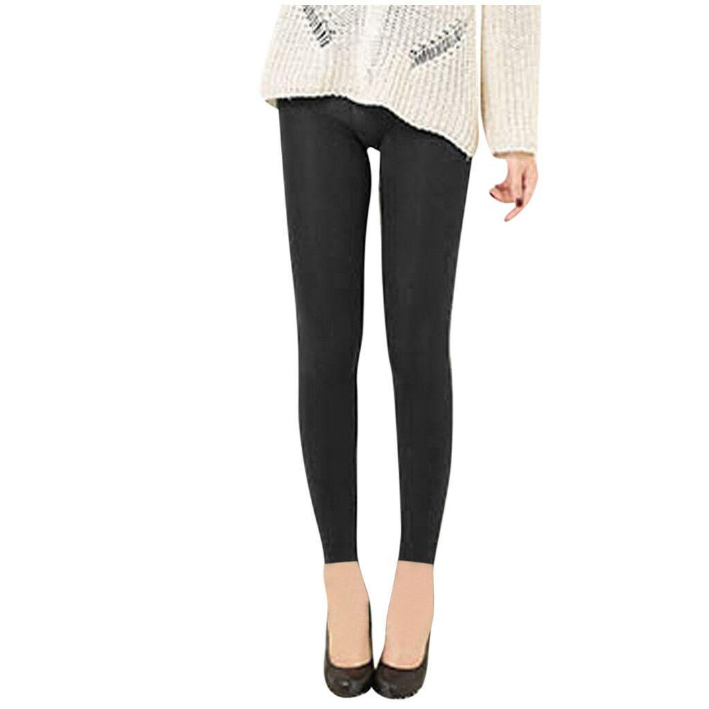 Женские зимние черные толстые теплые мягкие флисовые эластичные леггинсы на подкладке, брюки