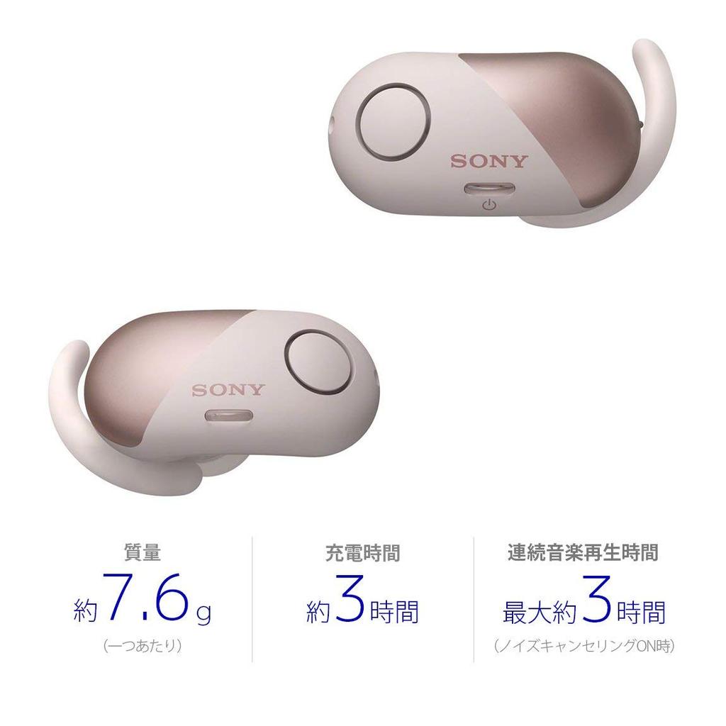 Sony True Wireless Noise Cancelling Amazon Alexa Bluetooth separate left and right 2018 pink WF-SP700N Earphones built-in, compatible, earbuds,