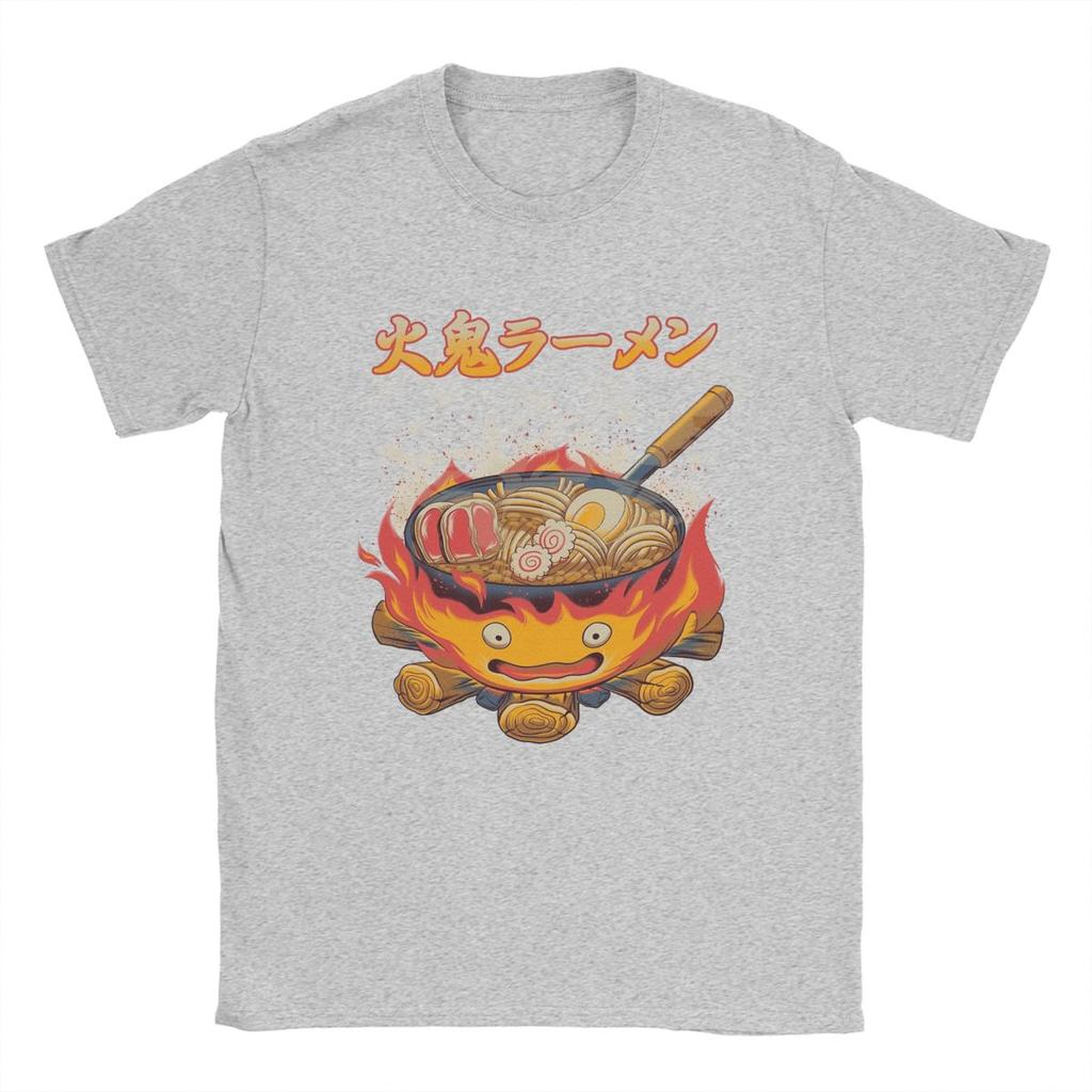 Мужские футболки Howled Ramen Movings Fire Demon Castles, 100% хлопок, винтажные футболки с круглым вырезом, новое поступление футболок