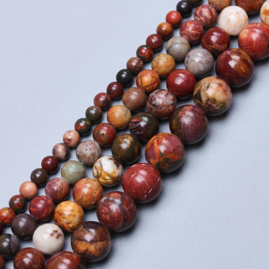 Товары для вечеринок Материалы для изготовления украшений своими руками Бусины из яшмы Пикассо Бусины из натурального камня Бусины россыпью Круглые 4/6/8/10 мм Подвески для рукоделия своими руками