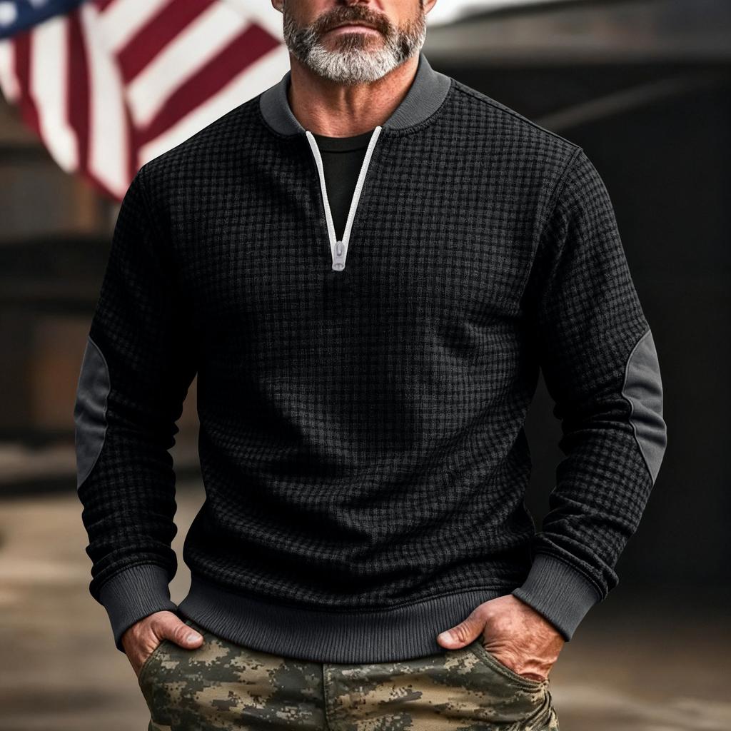 Men's Solid Color Half-Zip Sweatshirt Men's Sports Large Size Casual Sweatshirt