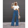 Spring and Autumn Women's Plus Size Solid Color Corduroy Temperament Pants Micro Pant High Waist Casual Pants