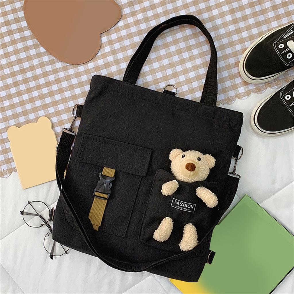 Women's Light Weight Canvas Bag Cotton Denim Tote Shopper Purse Shoulder Handbag