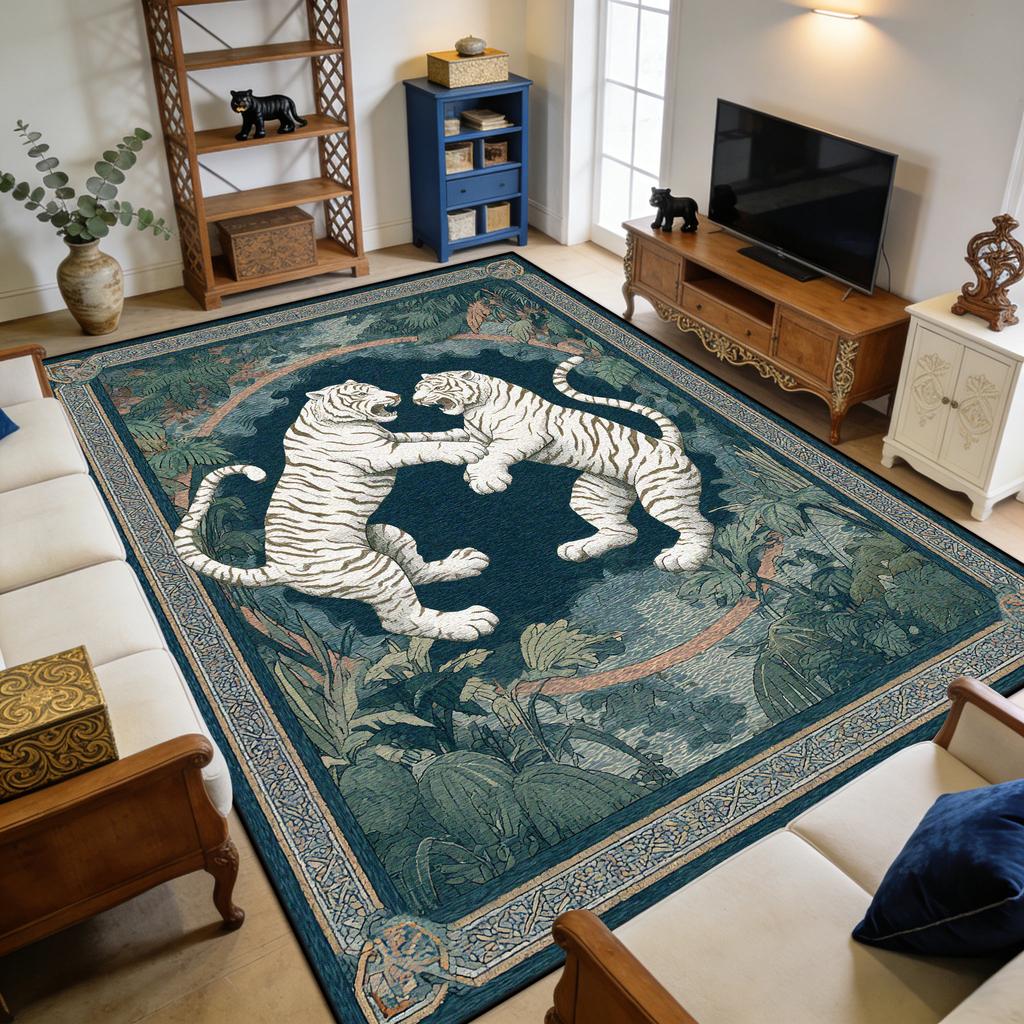 Fluffy White Tiger Blue Carpet for Living Room Home Decoration Luxury Non-slip Rug Easy Clean Short Velvet Soft Sofa Floor Mats