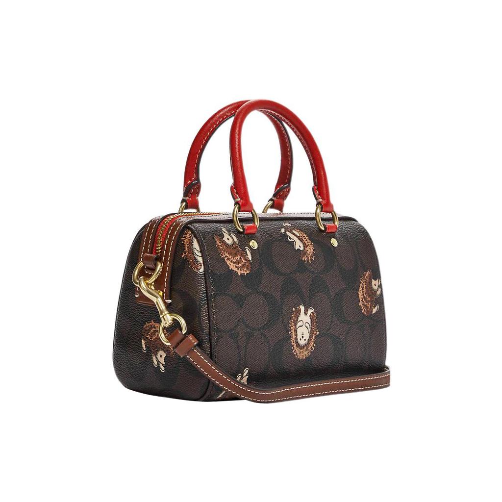 New COACH Rowan Artificial Leather Boston Bag Handbag Shoulder Bag Crossbody Bag Small Size Women's Brown & Black CC430-IMOSN