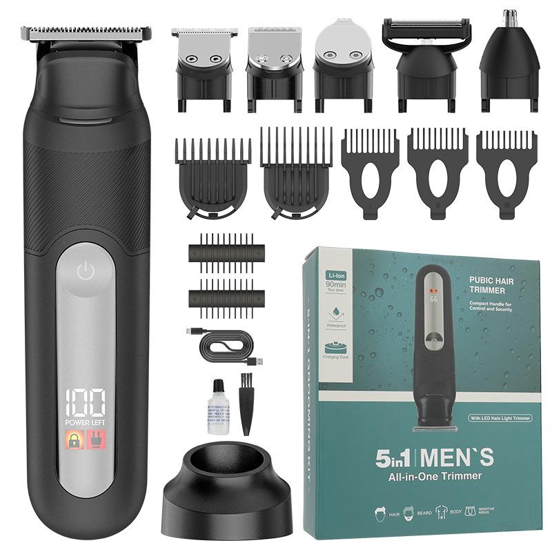 New multifunctional men's multifunctional body hair trimmer household hair clipper 5-in-one shaver nose hair trimmer