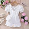 2-7Y Children's Bubble Sleeve Bodysuit Crossed Back Bodysuit Children's Short Sleeve