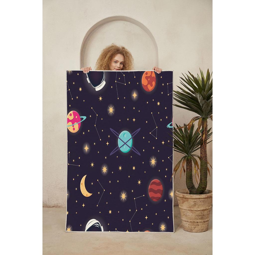 Decorative Modern Thin Stain Resistant Washable Cotton Machine Woven Base Kids Carpet