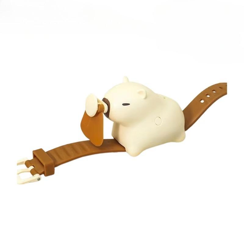 Мультяшные часы-вентилятор с капибарой для детей, наручный вентилятор с 3 скоростями, мягкий ремешок, портативный ручной охладитель, подарок, сувениры для дня рождения