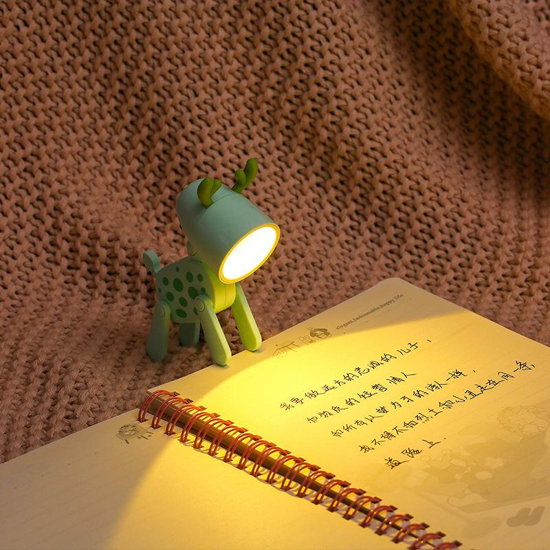 Светодиодный мини милый ночник в форме мультяшного щенка оленя, ночник с дистанционным управлением для детской спальни, декор для прикроватной лампы, рождественские подарки