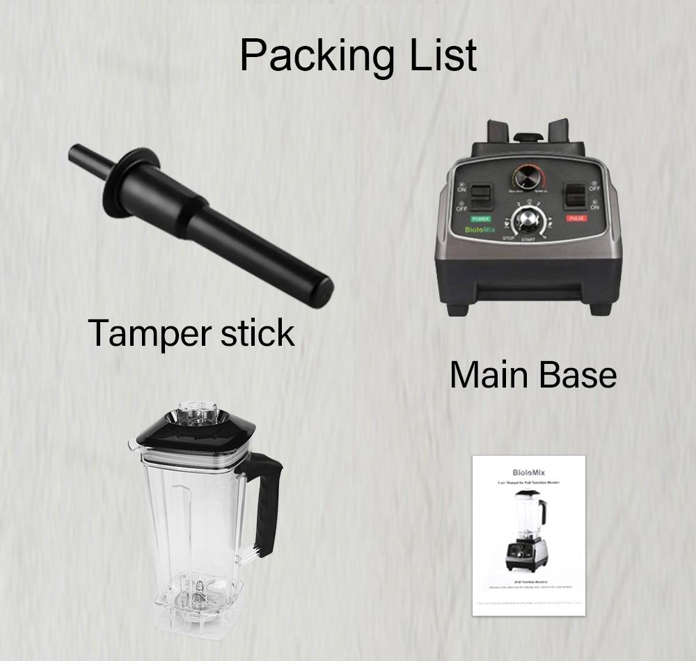 Восстановленный блендер BioloMix T5200 3 л.с. 2200 Вт с таймером, миксер для фруктов и продуктов, соковыжималка, емкость 2 л, не содержит BPA