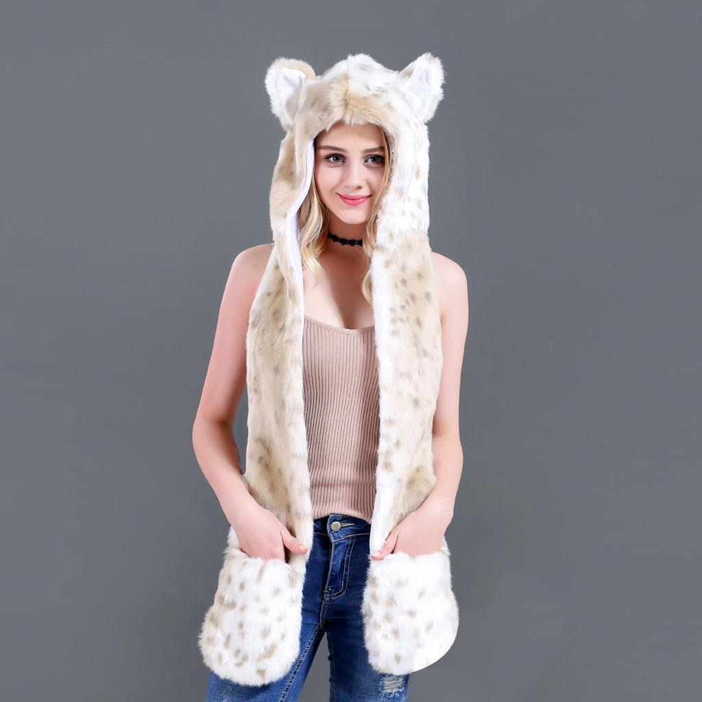 Модная унисекс искусственная персонализированная мультяшная шляпа, перчатки, шарф, карман