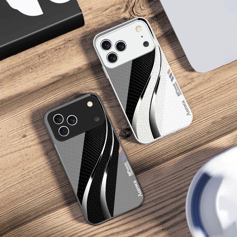 Высококачественная текстура кожи Для iPhone 17 Air 16 E 15 14 13 Plus 12 mini 11 17 Pro Max XR Xs Max 16E 7 8 Закаленное стекло Чехол для телефона