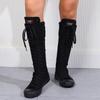 Women's Fashion Flat Canvas Sports Boots with Lace Inside Zipper