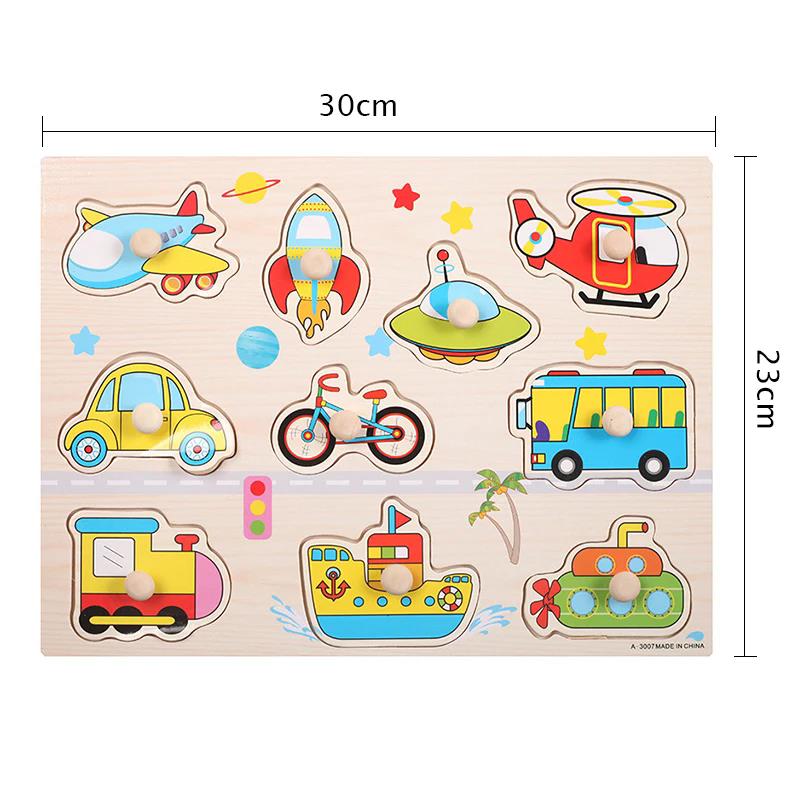 Детский Деревянный Пазл Игрушки Монтессори Мультяшное Животное Транспорт Ручные Доски Раннее Обучение Развивающая Игрушка для Детей TMZ