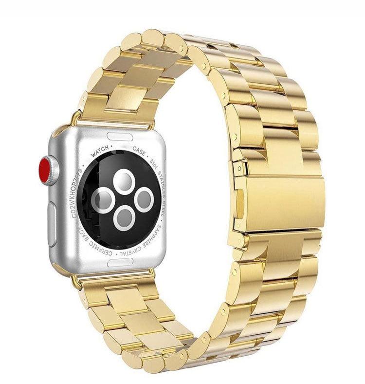 Ремешок из нержавеющей стали для Apple Watch 5, ремешок 44 мм, 42 мм, ремешок для часов, браслет для Iwatch Series 3, 4 Se, 6, 2, 40 мм, 38 мм, три звена