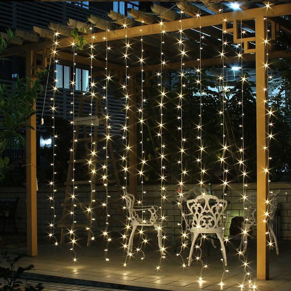Led Icicle Curtain Battery Box String Light Fairy Christmas Light Garland Christmas New Year Wedding Home Room Patio Party Decor