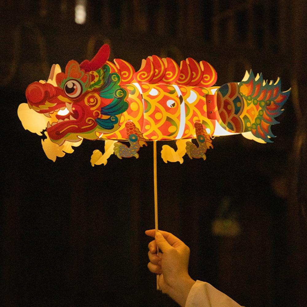 Colorful Dragon Dance Lantern Handmade Parent Child Toy Lantern  Mid-autumn Festival