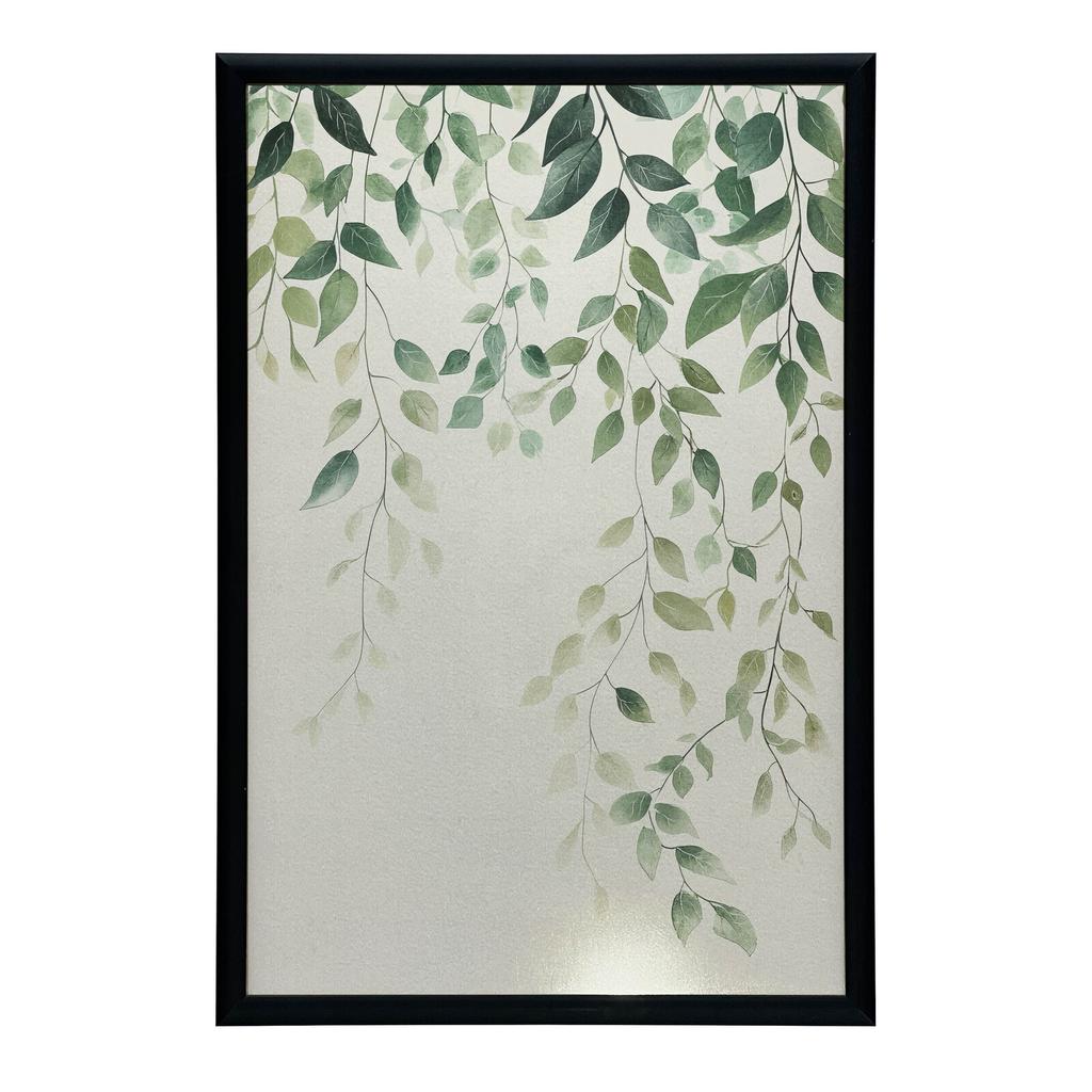 Minimalistyczny Plakat Z Zielonymi Liśćmi Minimalistyczny Plakat Z Zielonymi Liśćmi, 30X40 Cm, Rama Drewniana Jasny Dąb, Papier Matowy 230 Gsm