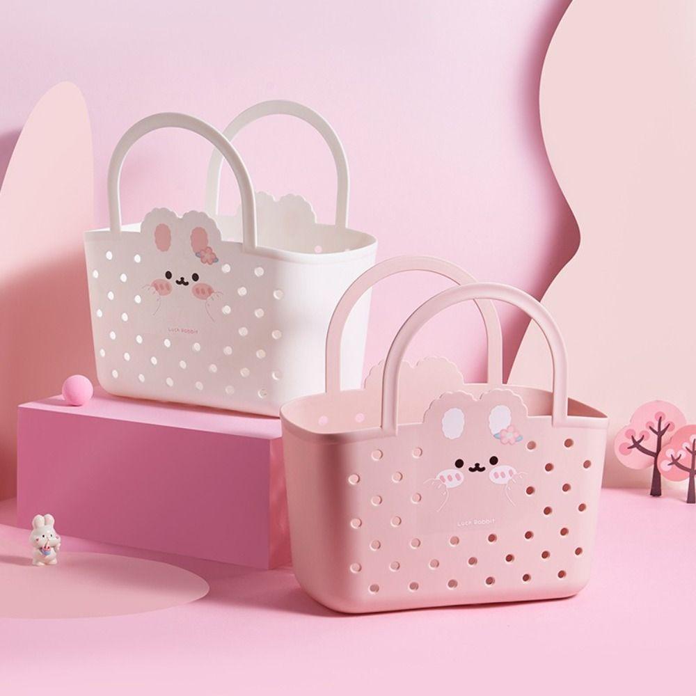 Soft Material Bath Basket Drainable Design Drainage Basket Portable Basket Household Storage