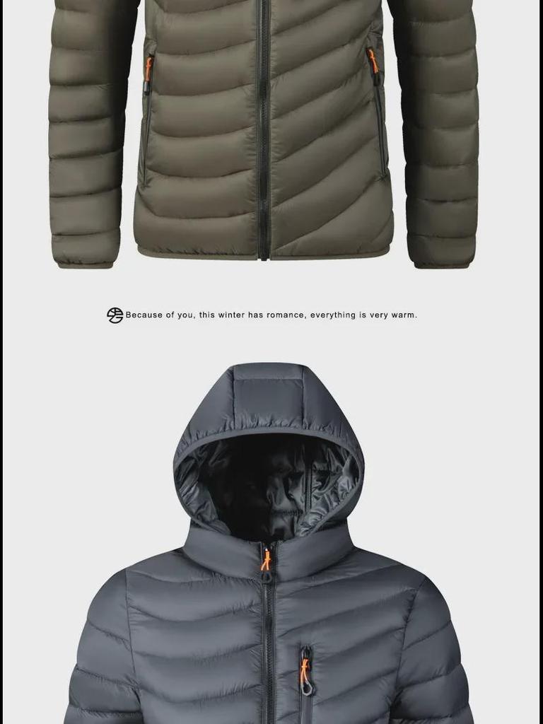 Мужская повседневная легкая хлопковая куртка со съемным капюшоном, большой размер