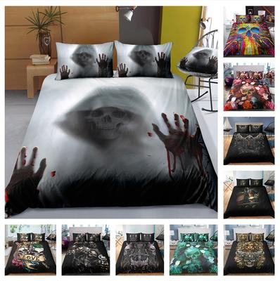 Постельное белье с черной головой черепа, односпальная двуспальная кровать, полноразмерная наволочка и пододеяльник, 2 или 3 цвета, узор головы черепа, удобное украшение для дома