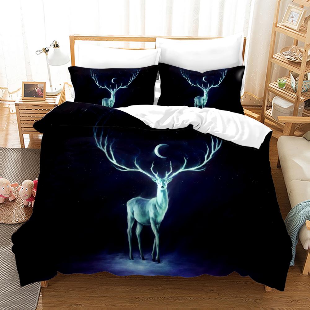 Deer Duvet Cover Set King Polyester Bedding Set For Kid Children Gift Bedding Set 3D Animal Giraffe Purple Theme Comforter Cover