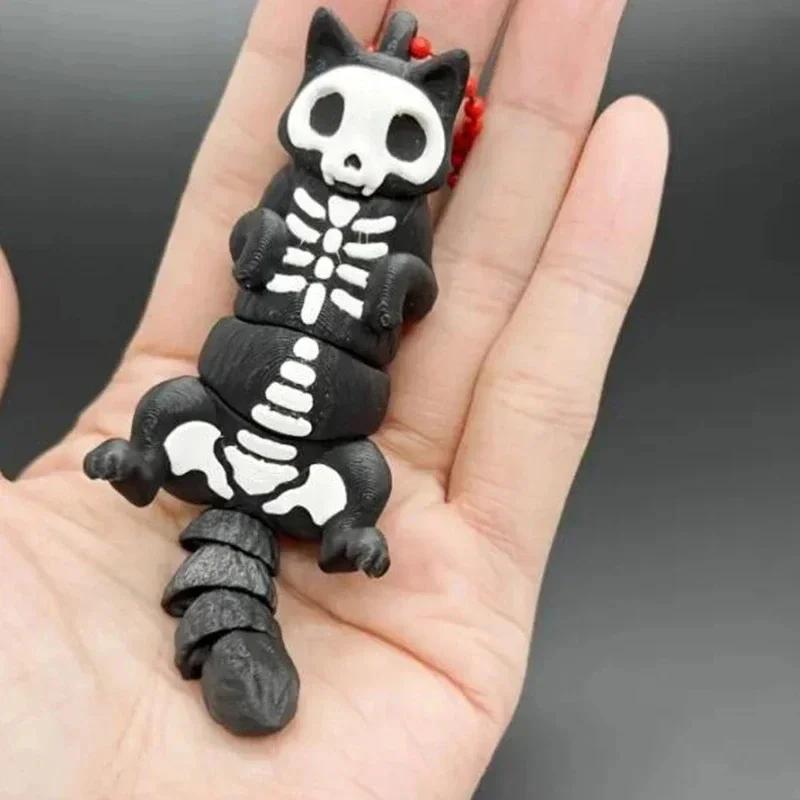 Подвески для ключей 3D-печатные детали Кот-скелет Брелок-подвеска Для рюкзака на открытом воздухе Автомобиля Рождественский Декор на Хэллоуин