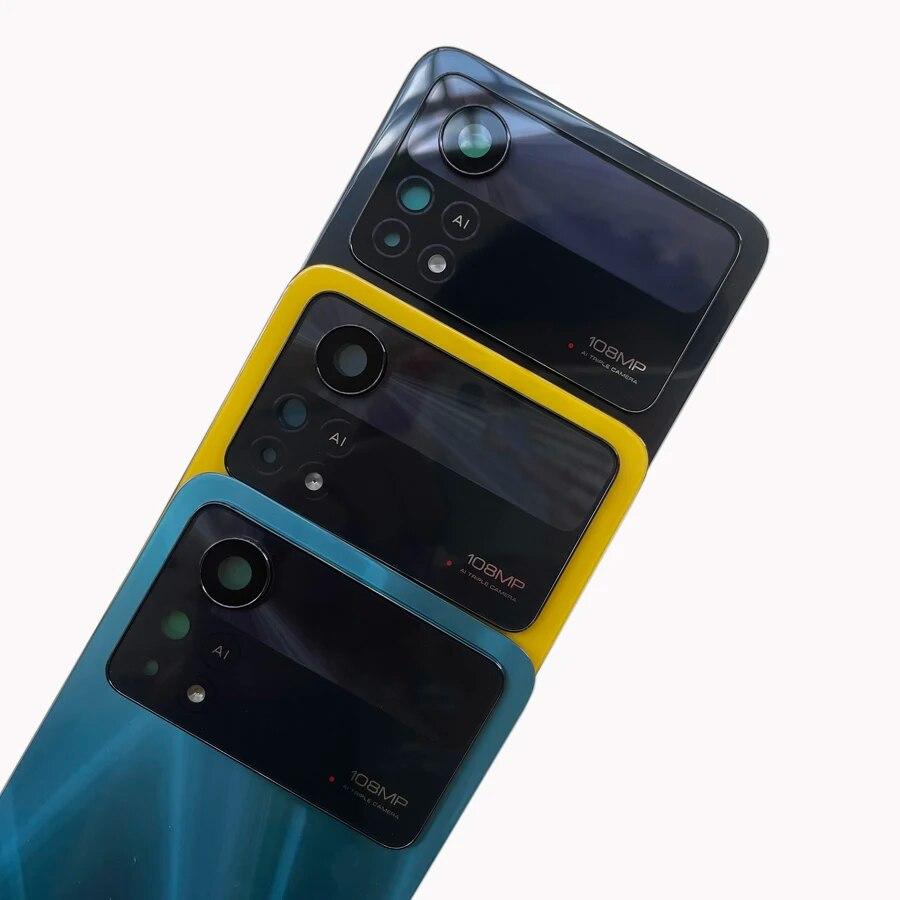 Для Xiaomi POCO X4 Pro 5G задняя стеклянная крышка батарейного отсека задняя дверная панель корпуса X4Pro с заменой объектива камеры