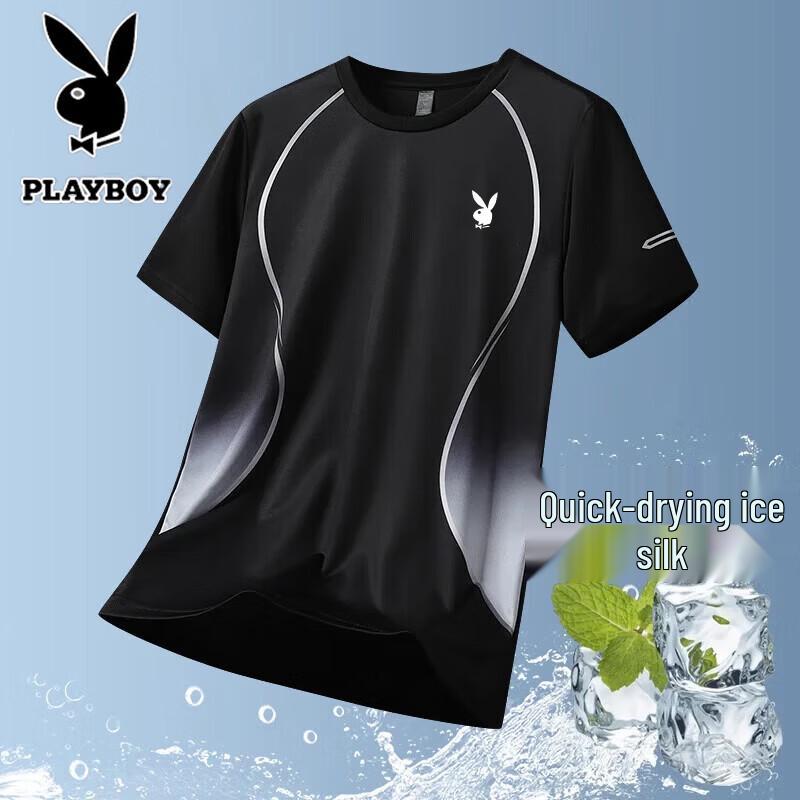PLAYBOY Мужская быстросохнущая футболка из ледяного шелка