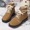 Женские зимние ботинки на шнуровке с мехом на низком каблуке, зимние ботинки на щиколотку, женские ботинки на платформе, зимняя обувь на каблуке