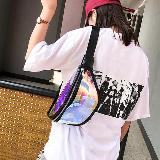 Transparent Waist Bag Waterproof Mini Fanny Pack Iridescent Belt Bag with Adjustable Strap for Women Men Travel Fitness Outdoor Use