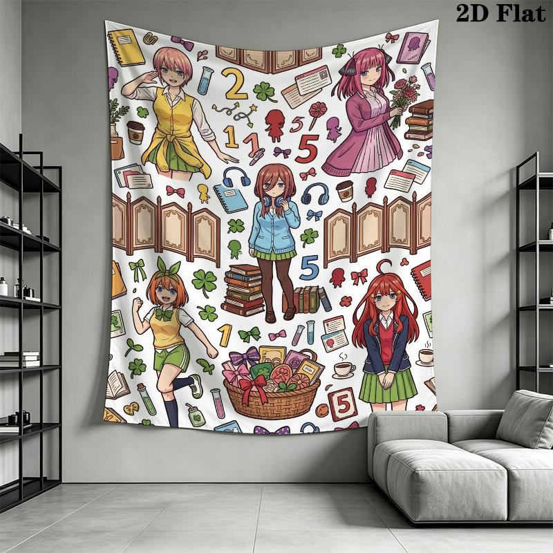 5toubun no hanayome Wall Tapestry Aesthetic Wall Hanging Printed Fabric Blanket Decorative Tapestries for Bedroom Living Room Home Decor