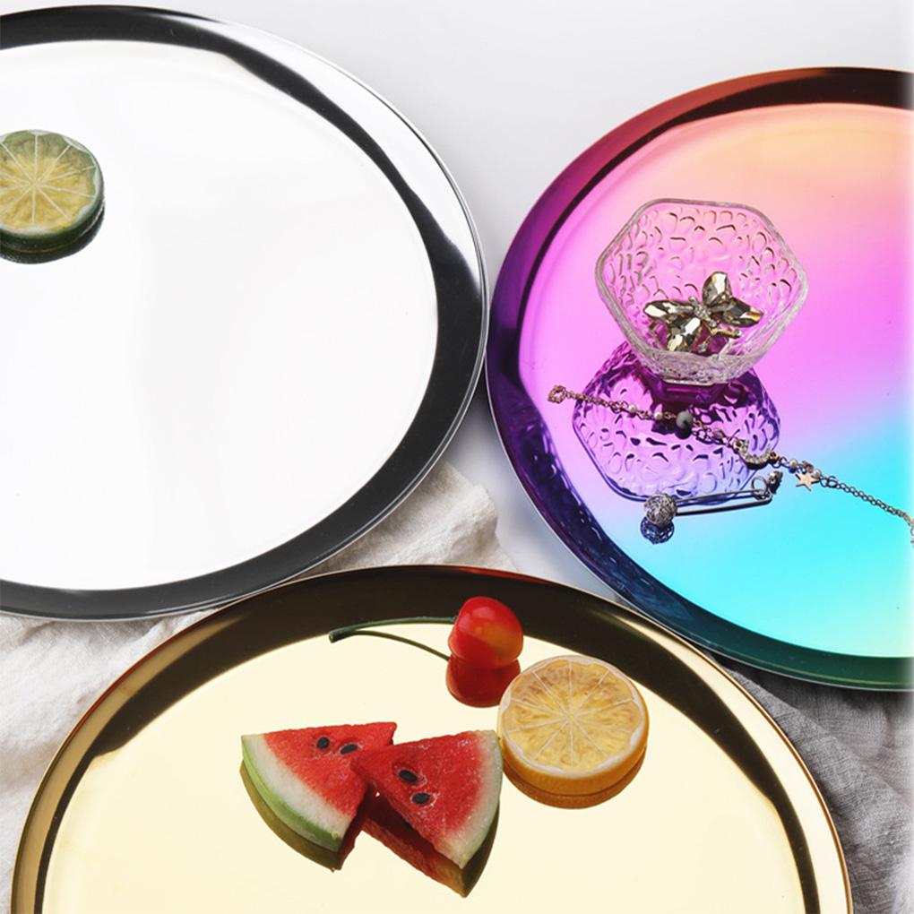 Jewelry Display Plate Earrings Bracelet Cosmetics Tray Fruit Dessert Storage Dish Mirror Polished Reusable Dresser Holder
