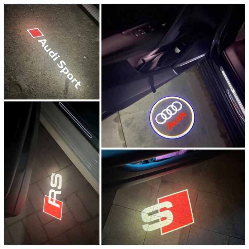 Для Audi 8L Автомобильные световые проекторы в двери для Audi A1 A3 8P 8V A4 A5 A6 A7 A8 Q3 Q5 Q7 Q8 Sline TT Проектор логотипа Лампа призрачной тени Аксессуары