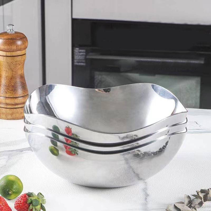 304 Stainless Steel Tall Footed Design Restaurant Ice Cream Bowl Durable Fruit Bowl Creative Salad Bowl Ins Home Accessories