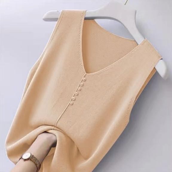 Летняя женская рубашка большого размера без рукавов из ледяного шелка, свободная короткая рубашка с v-образным вырезом, топ, жилет