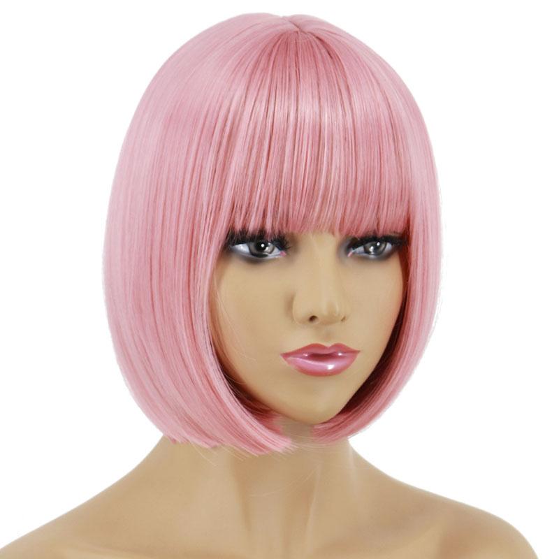 XINRAN Женский синтетический светло-фиолетовый парик, короткие прямые волосы для косплея с челкой, фиолетовый парик, длина до плеч, парик для вечеринки в честь Хэллоуина