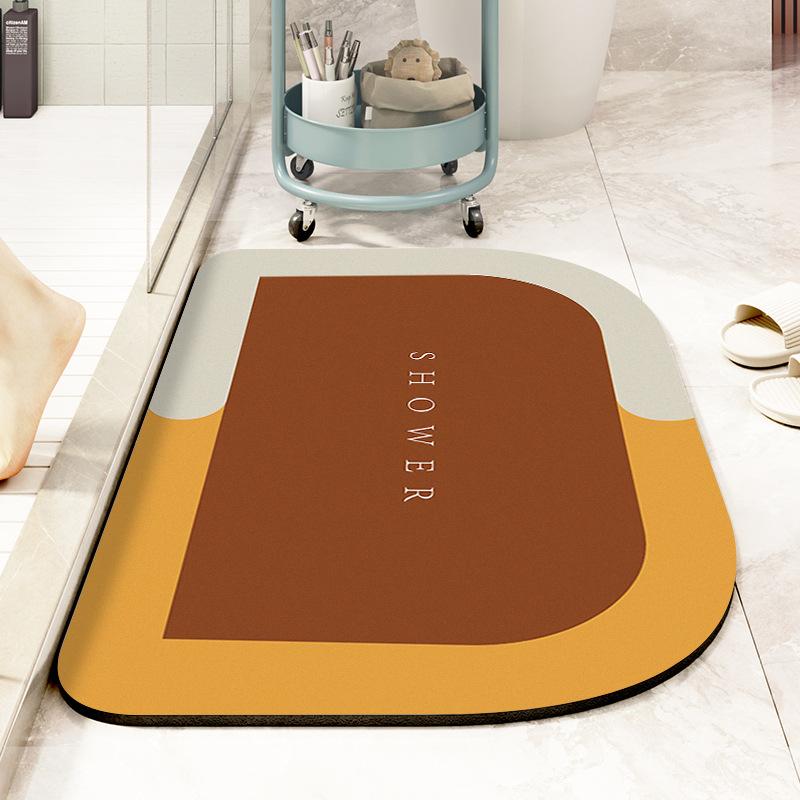 Впитывающий коврик для туалетной двери, нескользящий коврик, быстросохнущий, мягкий, диатомовый, грязевой, туалетный коврик для ванной комнаты, овальный