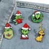 Christmas Brooch Cartoon Figure Shape Anti-slip Polished New Year Party Coat Collar Bag