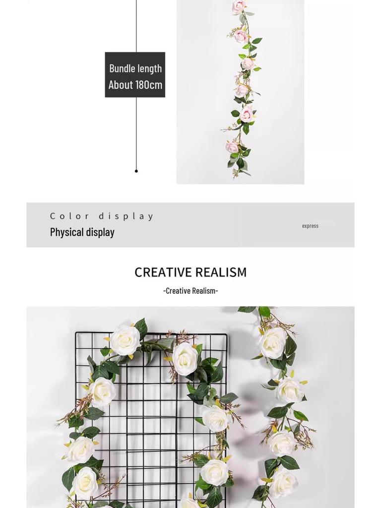 Artificial Rose Vine for Pipe and Wire Decoration